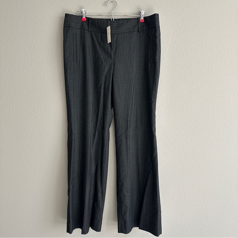 NWT J. Crew City Fit Gray Pinstripe Wool Wide Leg Trousers 12